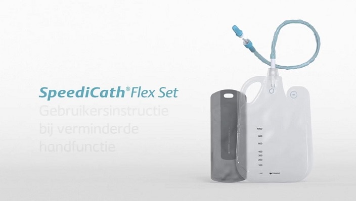 Gebruik van SpeediCath Flex Set met verminderde handfunctie